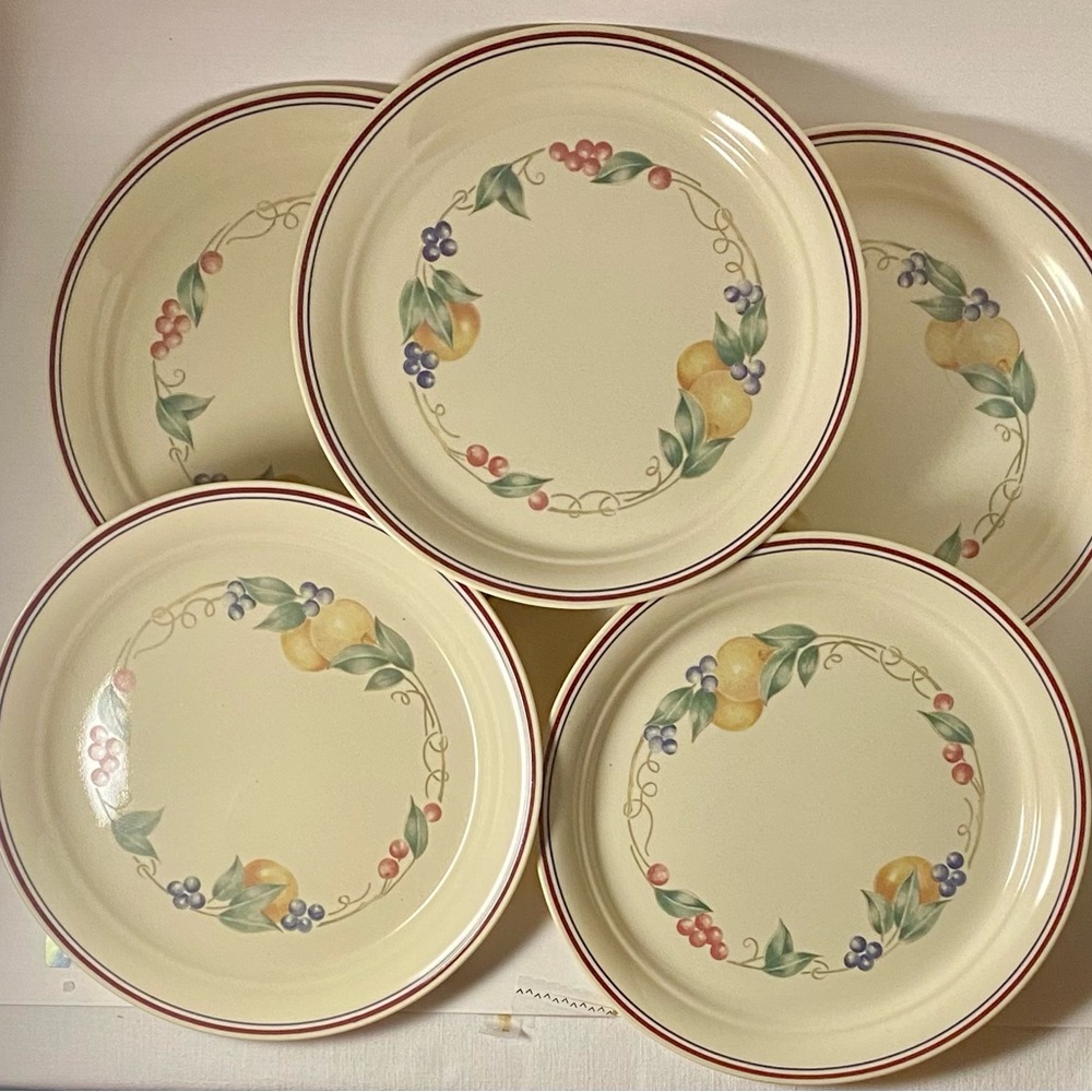 5- Corning Corelle ABUNDANCE 8 1/2 Inch Indented Ridge Luncheon Plates